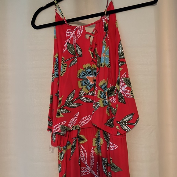 Long Red maxi dress sleeveless tie in back - Picture 2 of 3